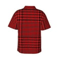 thumbnail image 3 of Balery Red Black Houndstooth Print Men's Hawaiian Shirts Short Sleeve Beach Shirt Relaxed Fit Vacation Button Down Shirts-XX-Large, 3 of 9