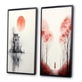 thumbnail image 3 of Designart "Minimal Serenity Moonlit Wanderings" Abstract Landscape Framed Wall Art Set Of 2 - Modern Pink Gallery Wall Frame Set For Home Decor, 3 of 6