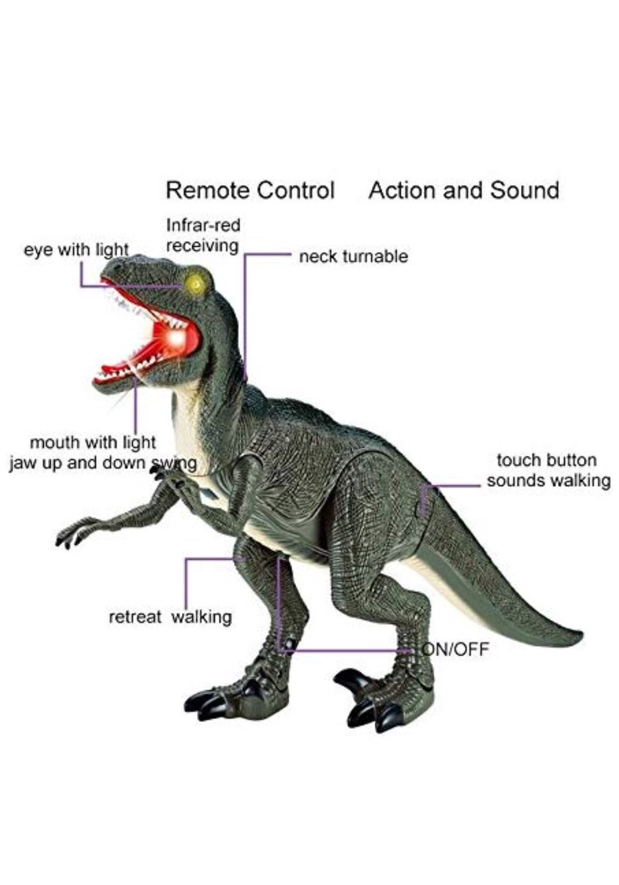 Chomping Mouth More NEW Flashing Eyes Dinosaur Action Raptor New 