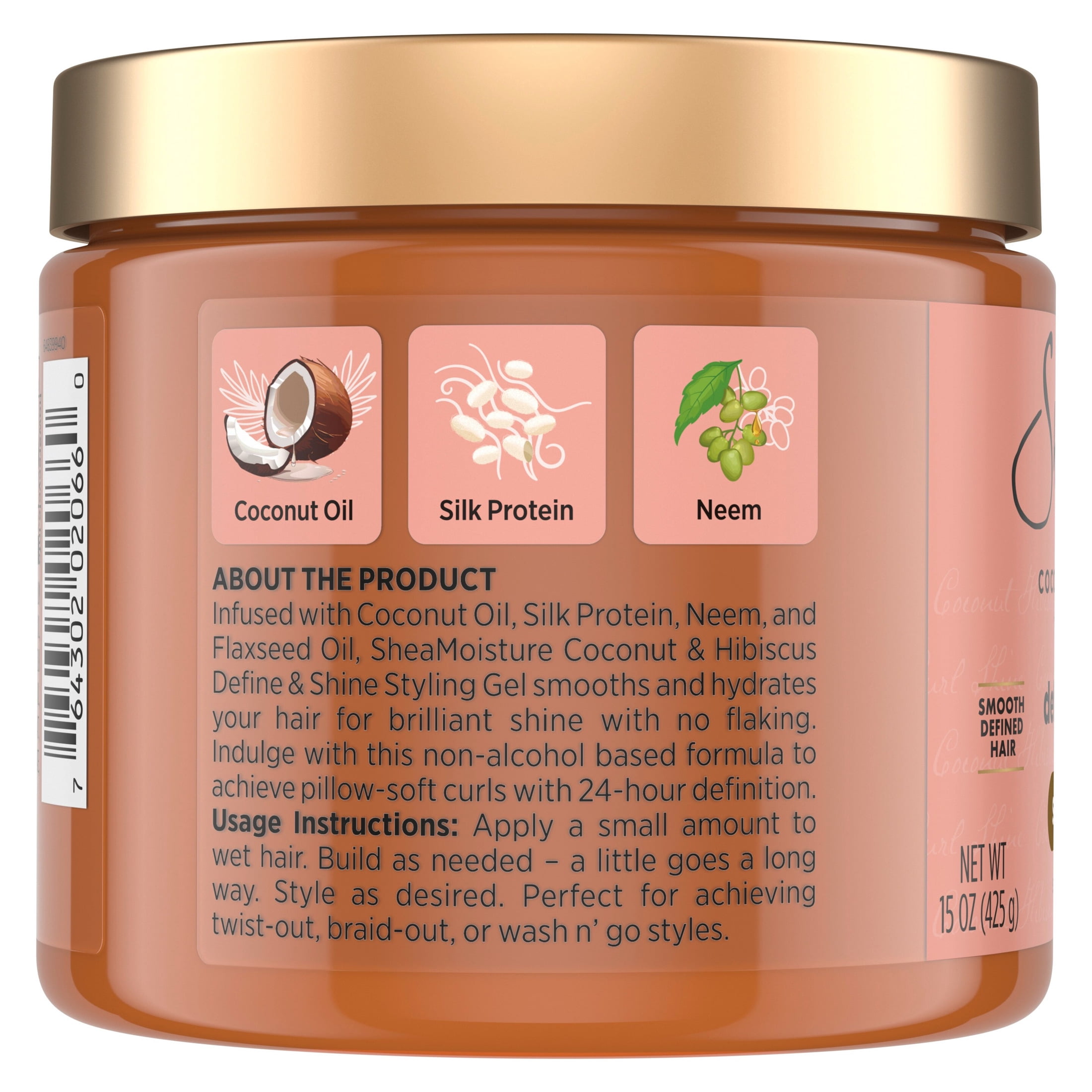 SheaMoisture, Styling Gel, 15 oz, Coconut & Hibiscus Define