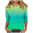 thumbnail image 2 of BVOFAR Womens Gradient 3/4 Length Sleeve Tops Summer Color Block T-Shirts Casual Loose Fit Tunic Tops Plus Size Crew Neck Blouses 2025, 2 of 5