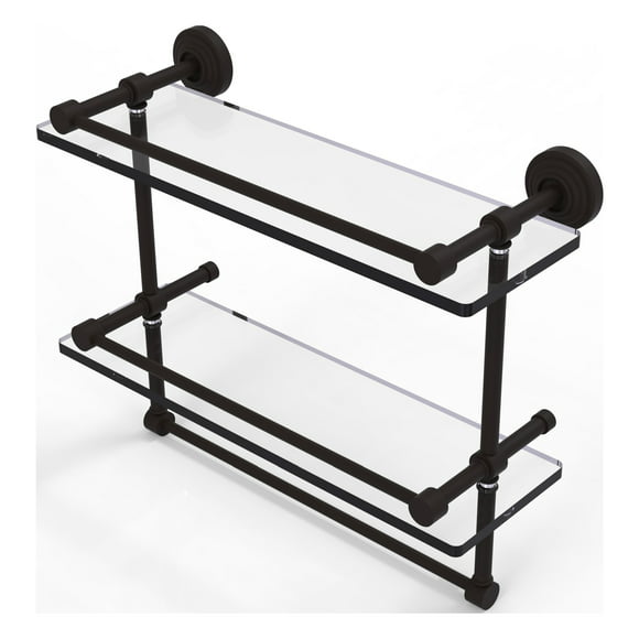 16-in Gallery Double Glass Shelf with Towel Bar in Oil Rubbed Bronze