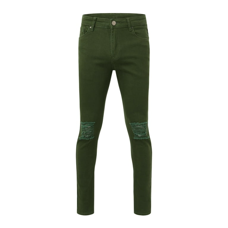 Mens army green skinny jeans deals