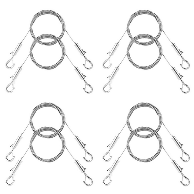 8 Pcs Kit de Fil de Suspension Ajustable pour Photo - Matériel Robuste, Câbles en Acier Inoxydable 1M X1.5Mm, Corde de Suspension, 8 x Fil de Suspension pour Photo, Argent