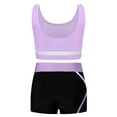thumbnail image 2 of Yruioon Kids Girls Gymnastic Ballet Dance Outfits 2 Piece Tracksuits Sports Crop Tops and Booty Light Purple 10, 2 of 7