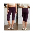 thumbnail image 2 of Pantalones capri de mujer de tiro bajo con cintura plegable, color liso, corte ajustado y estilo cropped., 2 of 9