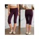 thumbnail image 2 of Pantalones capri de mujer de tiro bajo con cintura plegable, color liso, corte ajustado y estilo cropped., 2 of 9