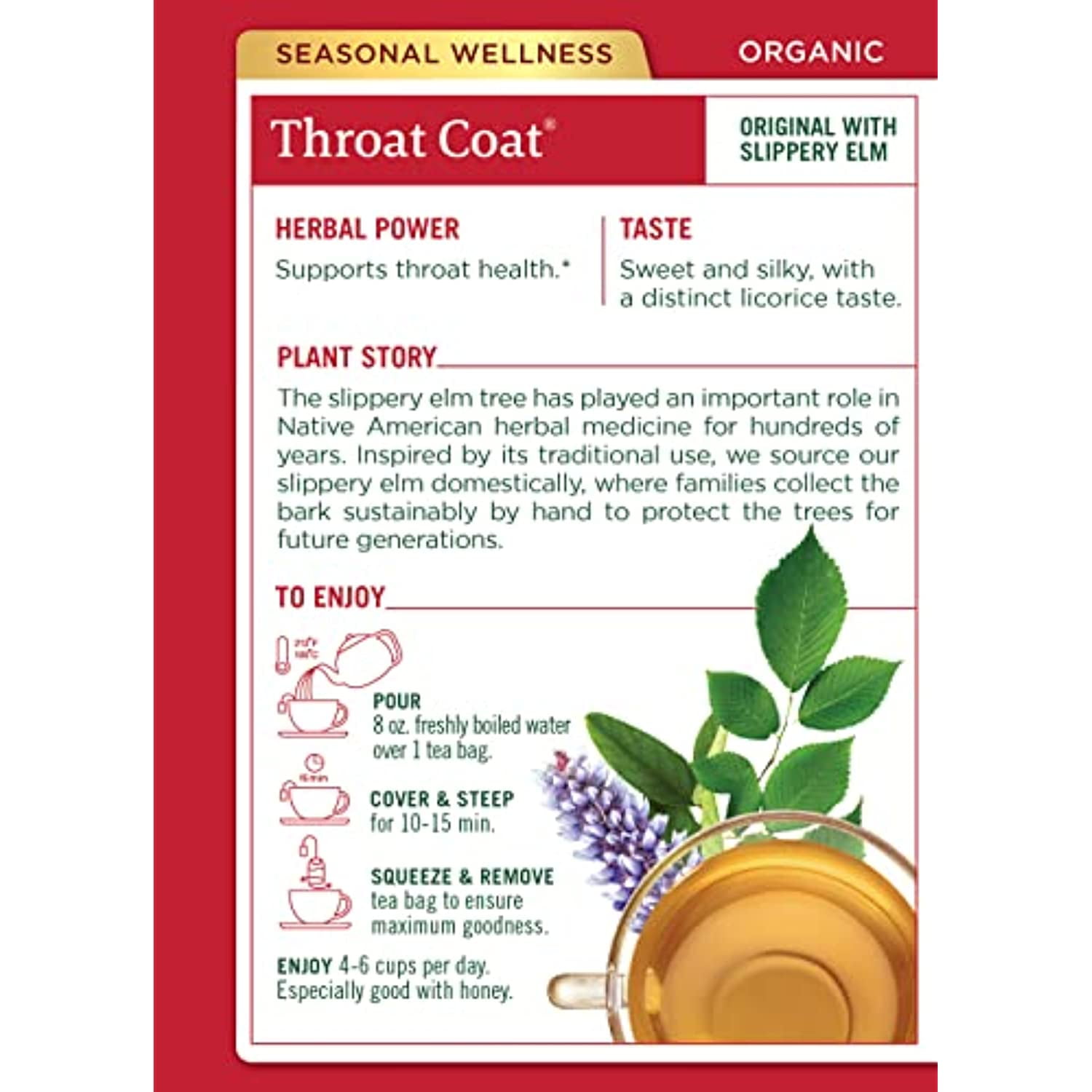 Traditional Medicinals Organic Throat Coat Herbal Tea, Supports Throat Health, (Pack Of 3) - 48 Tea Bags Total