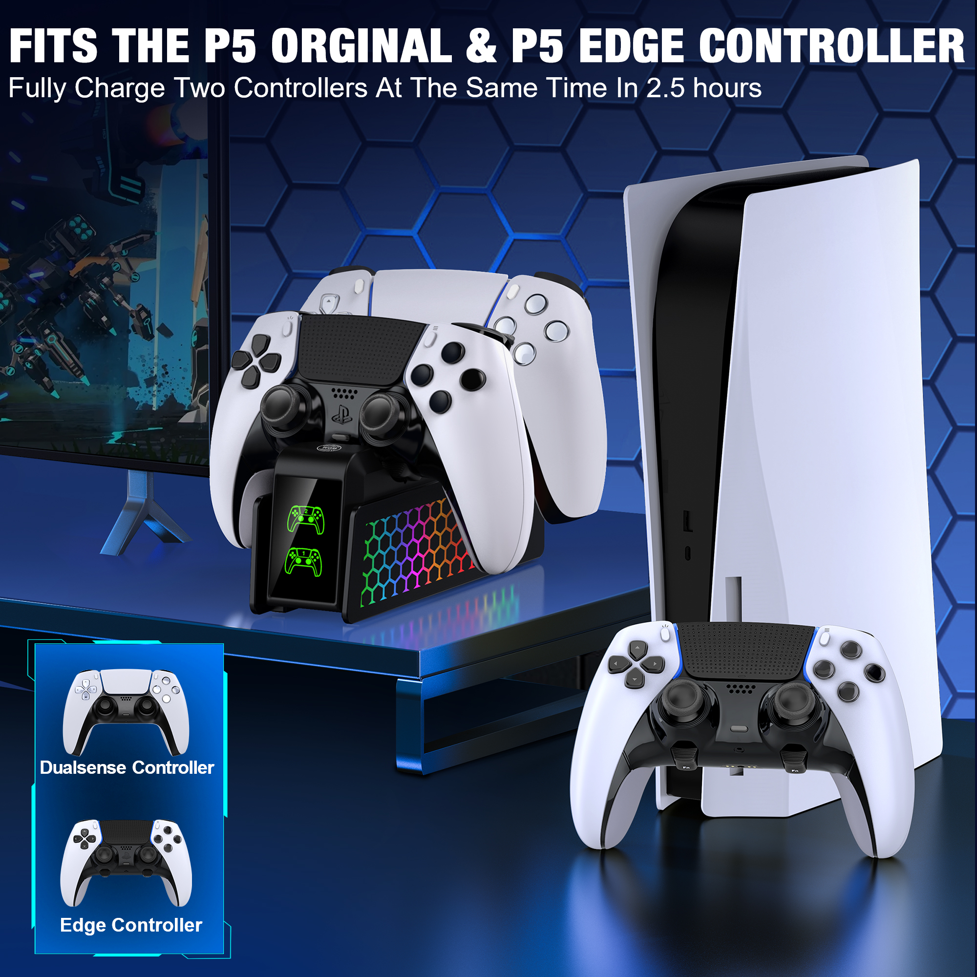 Esywen PS5 Controller Charging Station with LED Indicators photo 6
