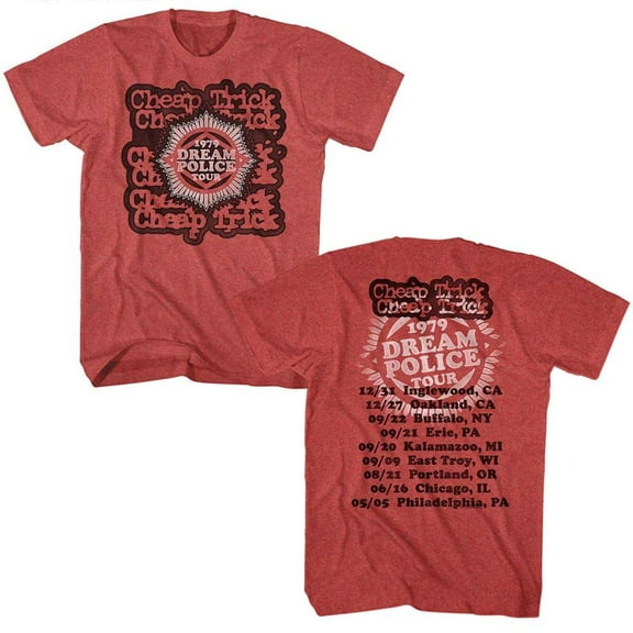 Cheap Trick Dream Police Tour Red Adult T-Shirt