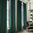 thumbnail image 3 of HPD Half Price Drapes Basic Deluxe Velvet Room Darkening Curtains with Rod Pocket - 2 Panels Set - Window Curtains for Living Room & Curtains for Bedroom, 50W X 96L, Deep Green, 3 of 12