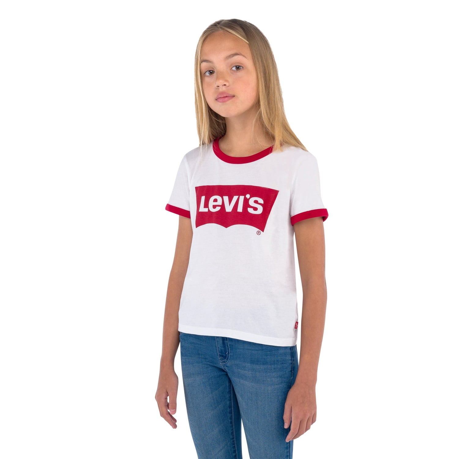 Levi's Girls Short Sleeve Ringer T-Shirt, Sizes 4-16 - Walmart.com