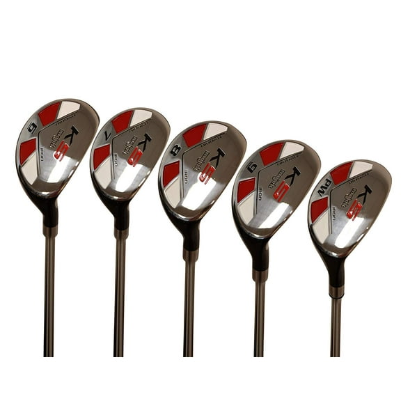 Majek Golf  1 inch Over Big & Tall Men's All True Hybrid Set, Includes: #6, 7, 8, 9, PW Regular Flex Graphite Shaft Utility R Flex Club (Tall 6'0" / 1" Over) Midsize Black Pro Velvet Grip