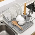 thumbnail image 2 of Dish Drying Rack, 304 Stainless Steel Dish Rack, with Utensil Holder, Cutting Board Holder and Dish Drainer, Dish Rack and Drainboard Set, for Kitchen Counter Top, 2 of 7