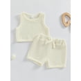 thumbnail image 4 of Gupgi 1-4Y Little Girls Summer 2PCS Sets Sleeveless Solid Color Tank Tops Drawstring Shorts Sets, 4 of 9