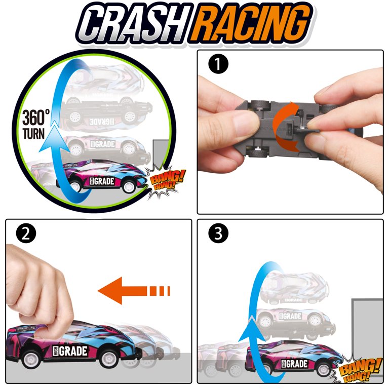 Set Of 8 Toy Cars In 1:64 Scale，Collision-Flip Design，Pull Back