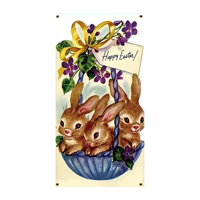 YWIYIUD 1PC Happy Easter Door Cover Easter Decorations, 71x35 Inch Easter Rabbit Eggs Door Banner Welcome Easter Banner Spring Theme Rabbit Door for Front Door Wall Indoor Outdoor Home Decor