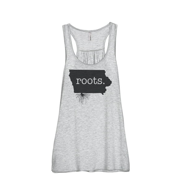 Thread Tank Home Roots State Iowa IA Women's Sleeveless Flowy Racerback Tank Top Sport Grey X-Large