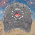 thumbnail image 2 of AJGRHE Unisex Baseball Cap Independence Day Print Soft Peak Sun Hat Outdoor Classic Casual Daily Wear Adjustable Grey One Size, 2 of 4