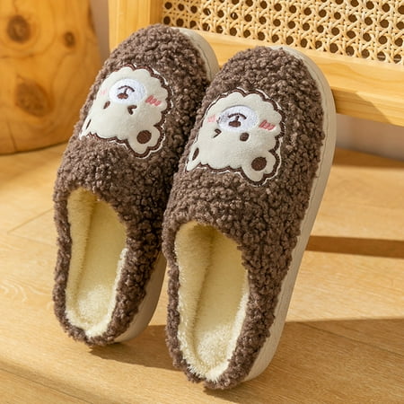 

Aayomet Slippers For Women Slip On Women s Comfortable House Slippers with Memory Foam Soft Knitted Bedroom Shoes with Warm Plush Lining Coffee 10