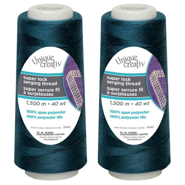UNIQUE CREATIV TRULOCK Serging Thread — 100% Polyester, 40 wt, 1500 m Cone for Overlock Machines