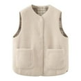 thumbnail image 3 of Shadoumai Reversible Sherpa Vest for Women Sleeveless Fuzzy Plaid Jacket Winter Button Down Teddy Waistcoat with Pockets, 3 of 3