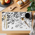 thumbnail image 2 of Black Leaves Placemats Set of 6, Summer Botanical Placemats for Dining Table, Place Mats for Kitchen Tabletop, Waterproof Wipeable Dining Table Mats Set, 2 of 9