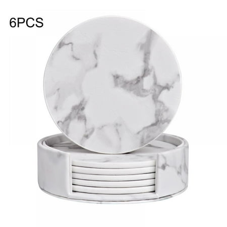 

Set of 8 Leather Drink Coasters Round Cup Mat Pad for Home and Kitchen Use