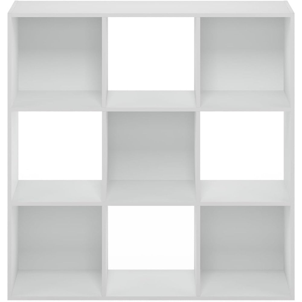 FurniFact White Engineered Wood 9 Cube Storage Organizer with Modern Storage Cubes