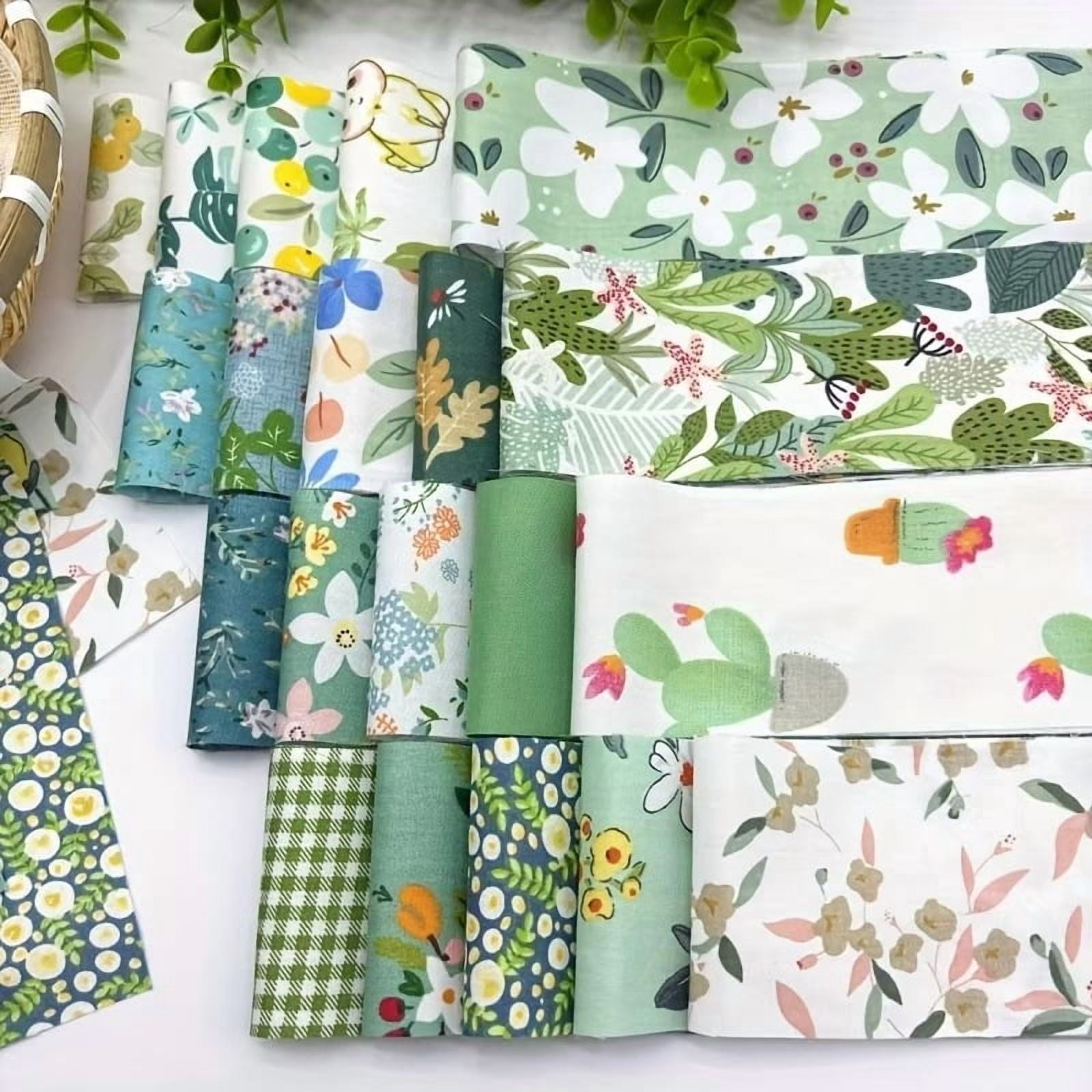 40 Pcs Jelly Roll Fabric Strips for Quilting Fabric, Sewing Supplies & DIY Crafts-2.6 Inch Precut Cotton Fabric Bundles, Perfect for Quilt Projects,Floral Patchwork Leaf Green