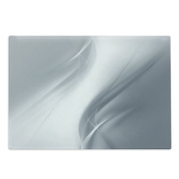 Grey Cutting Board, Soft Abstract Digital Print Design in Purity Inspired Concept Style Urban Modern, Decorative Tempered Glass Cutting and Serving Board, Large Size, Grey, by Ambesonne