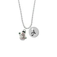 thumbnail image 2 of Delight Jewelry Silvertone White Enamel Snowman Silvertone Script Initial Disc - A - Charm Necklace, 20"+3", 2 of 4