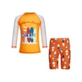 thumbnail image 3 of vastwit Kids Boys Rash Guard Swimsuit Shark Fish Print Long Sleeve Swim Shirts with Shorts Set Orange 8-9, 3 of 7