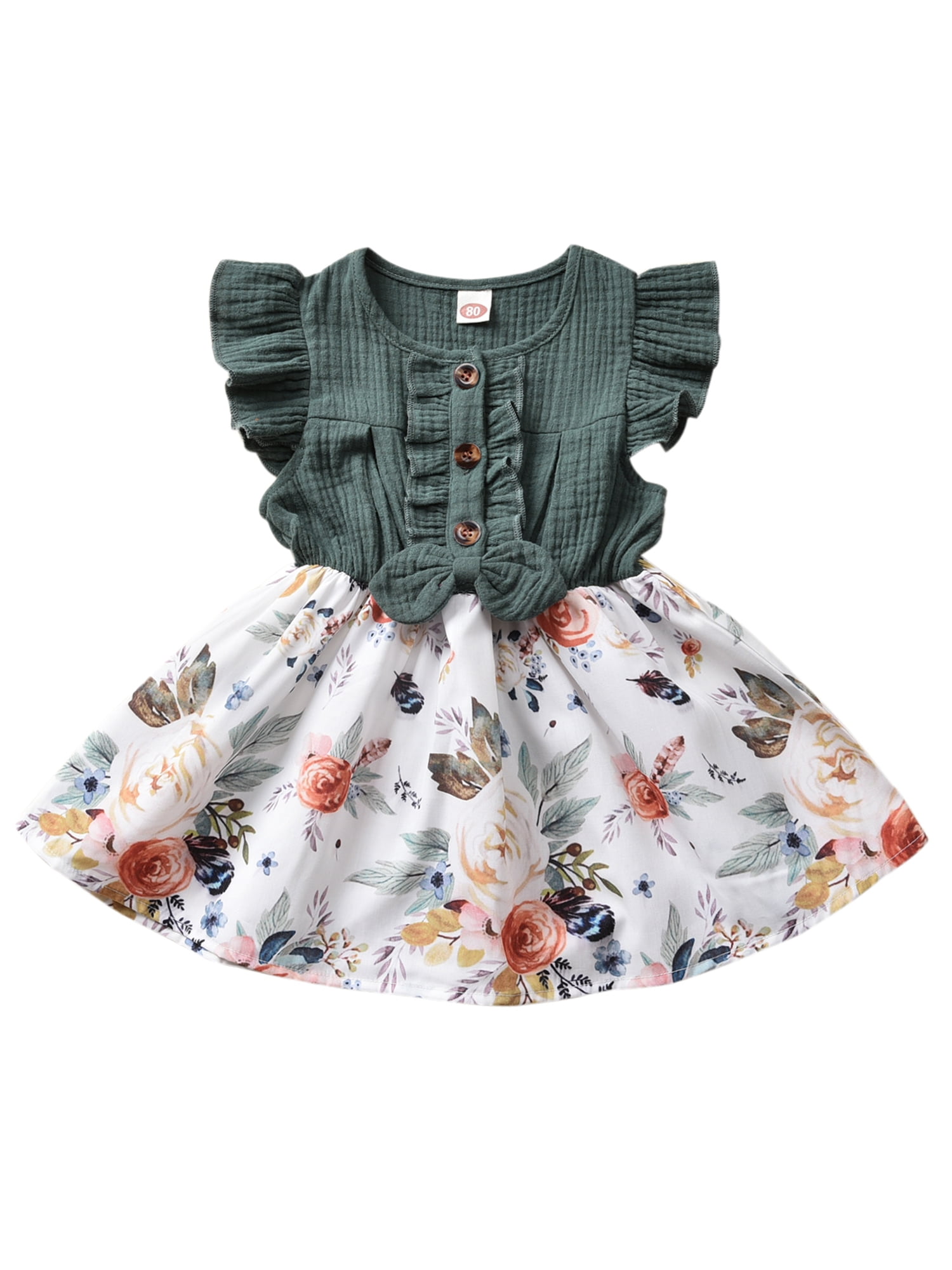 Toddler Baby Girls Floral Dress Princess Ruffled Sundress Clothes Party Casual