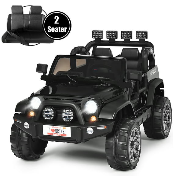 Costway Voiture Électrique 12 V pour Enfants, Camion 2 Places avec Télécommande, Véhicules Électriques avec Espace de Rangement, Noir