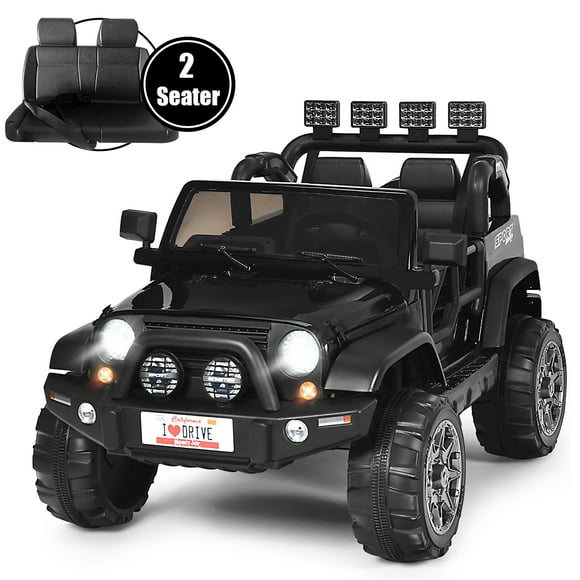 Costway 12V Kids Ride On Car 2 Seater Truck RC Electric Vehicles w/ Storage Room Black