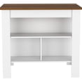 thumbnail image 2 of Kitchen Island With 3 Open Storage Shelves, 35" H, White/walnut, Modern Design White/walnut Island, 79.36 Lb, Shelves For Organization, 2 of 4