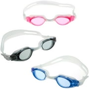 Angle View: Adult Swim Goggles 3-Pack in Pink/Blue/Black and Clear
