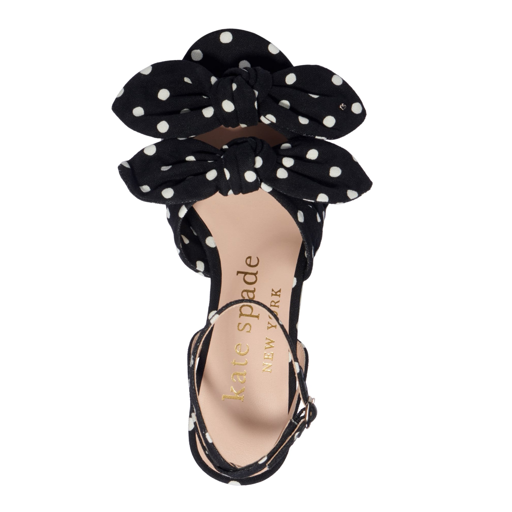 KATE SPADE NEW YORK Womens Black French Cream Polka Dot Double Bow Cork Ankle Strap Cushioned Julep Round Toe Wedge Buckle Dress Sandals Shoes 7.5 B Walmart