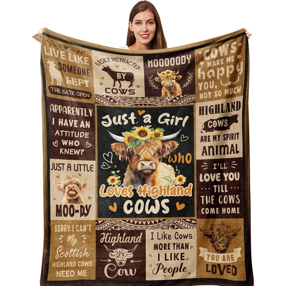 Highland Cow Blanket Highland Cow Gifts for Women Cow Gifts for Women for Birthday Christmas Soft Throw Blanket 50"x60"