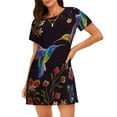 thumbnail image 1 of Vsdgher Chemise de Nuit à Manches Courtes Motif Colibri pour Femmes, Col Rond, Mignonne, Confortable, 1 of 6