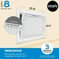 thumbnail image 2 of Simply Filters 23.5x27.5x1 MERV 8, MPR 600, AC Furnace HVAC Air Filter (24 Pack), 2 of 8