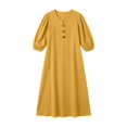 thumbnail image 5 of Boho Dresses for Women 3/4 Length Puff Sleeve V Neck Casual Maxi Dress with Pockets Vacation Beach Dress, 5 of 5