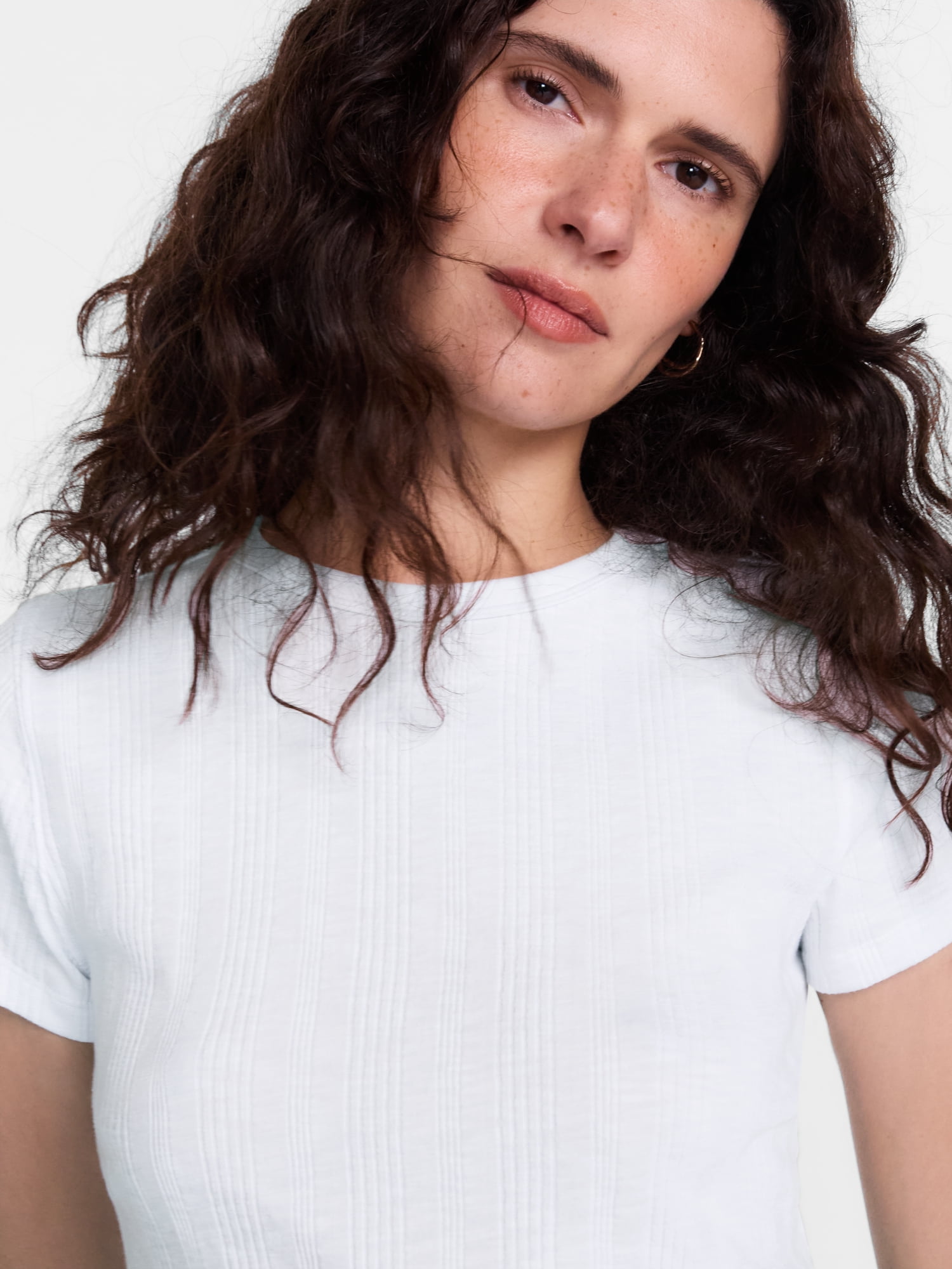 Scenario Women's Variegated Rib Tee with Short Sleeves, Sizes XS-XXXL