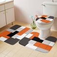 thumbnail image 2 of Burnt Orange Black Bath Mat 3 Piece Bathroom Rug Set, Modern Abstract Geometric Non Slip Bath Rug Contour Mat and Toilet Lid Cover, Absorbent Shower Mats Soft Bath Rugs and Mats Sets, 2 of 8