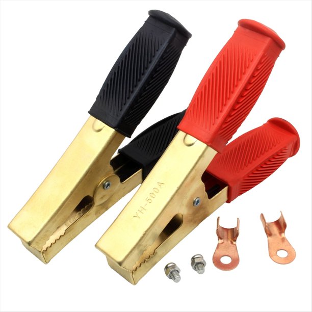 1 Par de Abrazaderas para Cables de Puente de Batería, Abrazaderas de Cocodrilo, Clips para Cables de Latón Puro de 1000 A, Adecuados para Automóviles, Camiones y Barcos