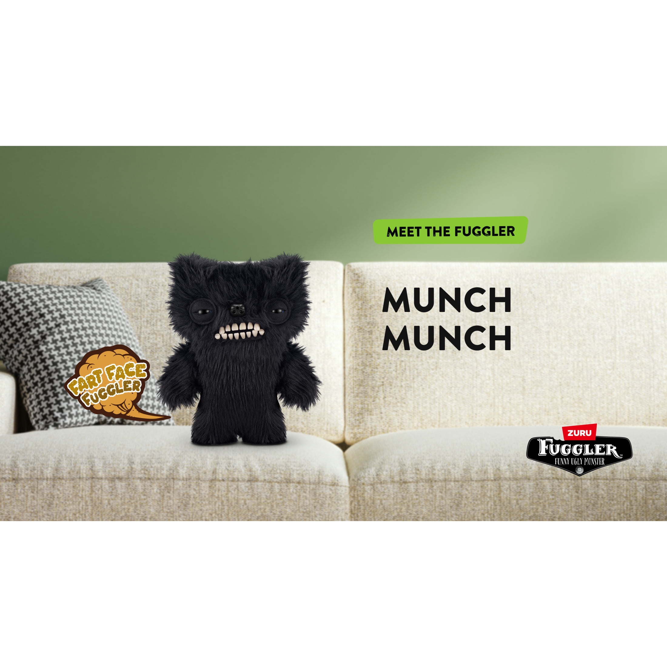 Fuggler Fart Face 9 inch (Munch Munch) Soft Plush, Funny Ugly Monster Stuffed Animal Toy by ZURU