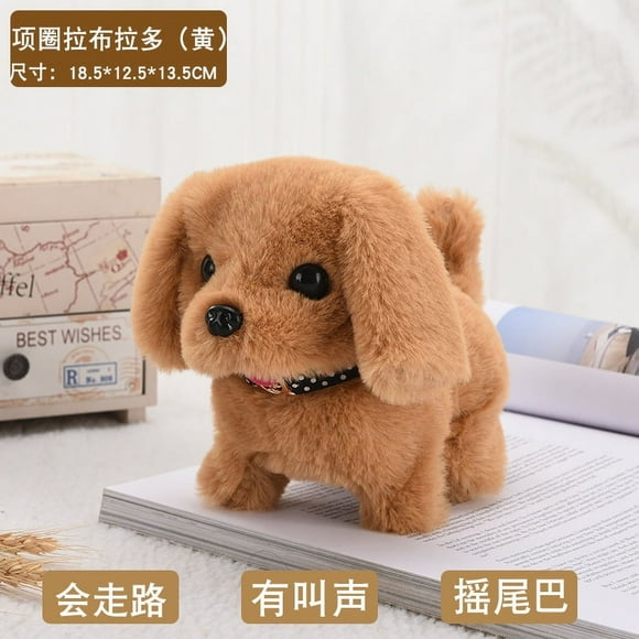 Electronic Puppy Plush Dog Toys for Toddlers Kids,Realistic Fun Interactive Pet Toy,Walking,Barking,Tail Wagging (Labrador-Brown)
