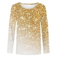 thumbnail image 4 of BLTIBY Womens Long Sleeve Shirts Spring Fall Sequin Round Neck Tops Casual Loose Fashion Comfortable Pullover Blouse Yellow L, 4 of 4