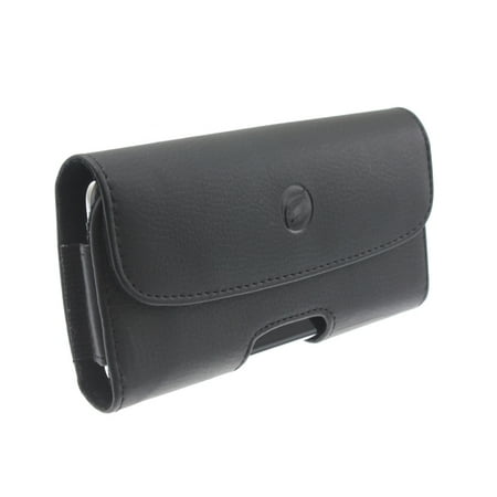 Black Horizontal Leather Case Compatible With Alcatel Hero 2+, 7 - Coolpad REVVL Plus - Motorola E5 Plus - Samsung Galaxy Note9 Note8 - ZTE Max +